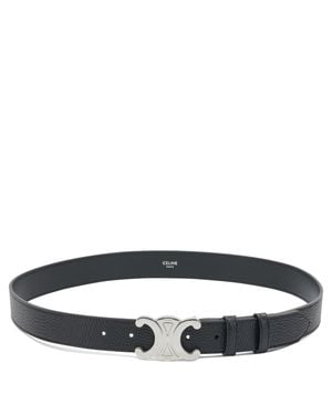 Celine Leather Belt With Triomphe - Black