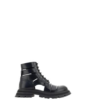 McQueen Wander Combat Boots - White