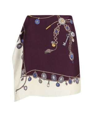 Versace Printed Silk Twill Mini Skirt - Purple