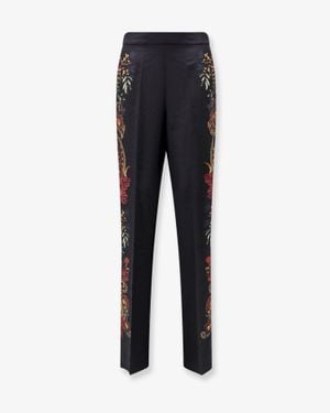 Etro Silk Trousers With Paisley Pattern - Blue