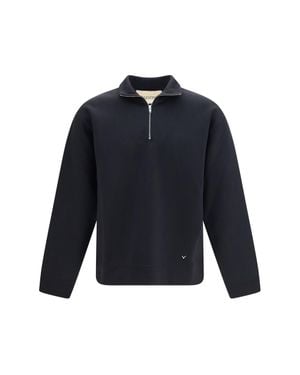 Valentino Half-Zip High-Neck Jersey Sweatshirt Nero - Blue