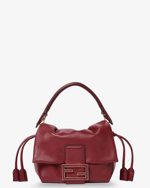 Fendi Mamma Baguette Small Leather Crossbody Bag - Red