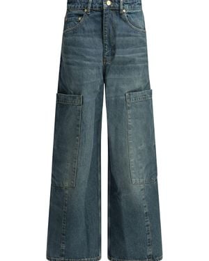 Ganni "Baggy Cargo" Wide Leg Jeans - Blue