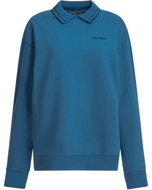 Miu Miu Polo Collar Sweatshirt - Blue