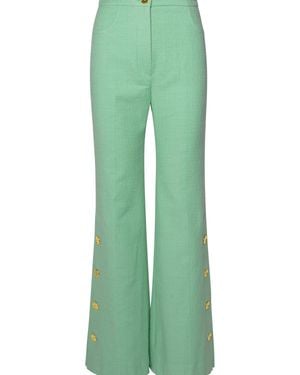 Patou Mint Cotton Blend Trousers - Green