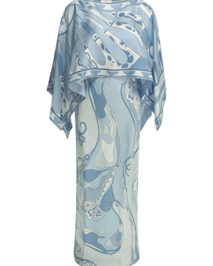 PUCCI "Orchid" Slip Dress With Shrug Cover-Up - Blue