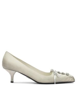 Prada Antique-Finish Leather Pumps - Metallic