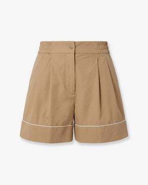 Moncler Cotton Blend Shorts - Natural