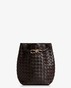 Bottega Veneta Andiamo Bucket Leather Crossbody Bag With Intrecciato Pattern - Black