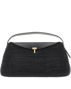 TOTEME T-Lock Woven Leather Bag - Black