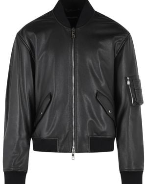 Dolce & Gabbana Leather Bomber Jacket - Black