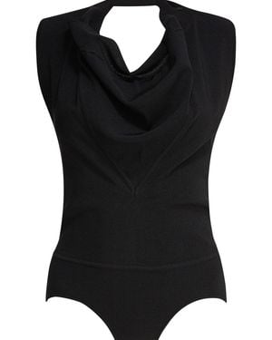 Max Mara Sleeveless Draped Bodysuit - Black