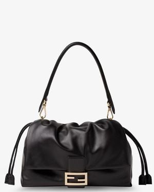 Fendi Baguette Soft Large Leather Bag - Black