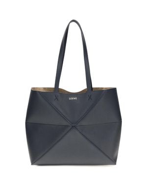 Loewe Medium Puzzle Fold Tote Bag - Blue