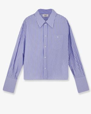 Celine Cropped Striped Cotton Shirt - Purple