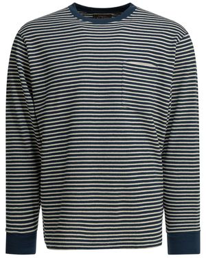 Beams Plus Striped Crewneck T-Shirt - Grey