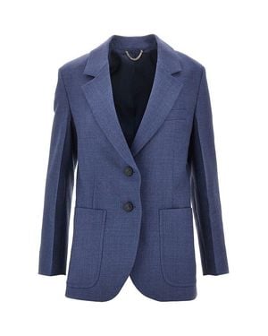 Victoria Beckham 'Katherine' Wool-Blend Single-Breasted Jacket - Blue