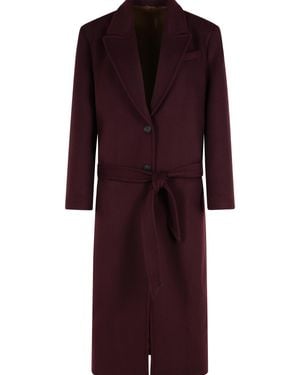 The Attico Burgundy Virgin Wool Blend Long Coat - Red