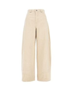 World Class Fashion Max Mara Weekend Barrel Leg Drill Trousers - Natural