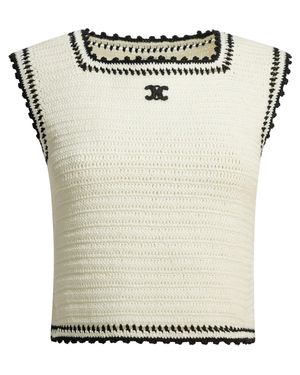 Celine Triomphe Knitted Top - White