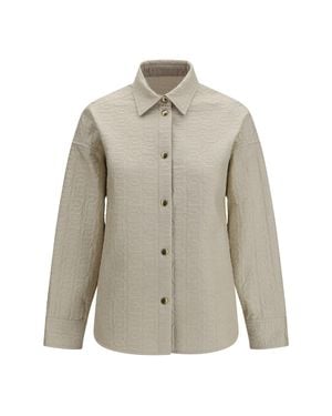 Moncler Quilted Chain Motif Padded Shirt Jacket - Grey