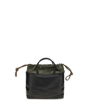 Pierre Hardy Twin Drawstring Handbag-Kaki-Camel - Black