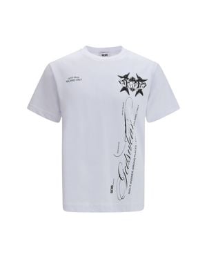 Gcds History Print Cotton T-Shirt Optic - White