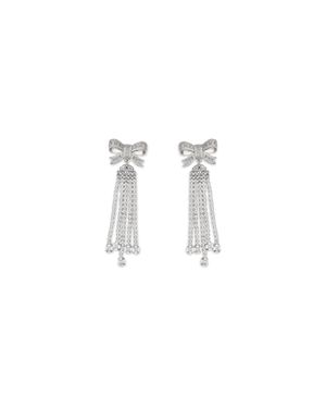 Self-Portrait Crystal Bow Drop Earrings - Metallic