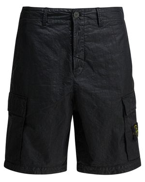 Stone Island Wide Fit Cargo Shorts - Black