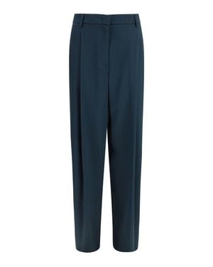 Giorgio Armani Pleated Silk Trousers - Blue