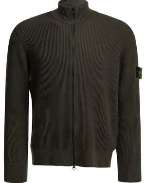 Stone Island Full Rib Zip-Up Jumper - Black