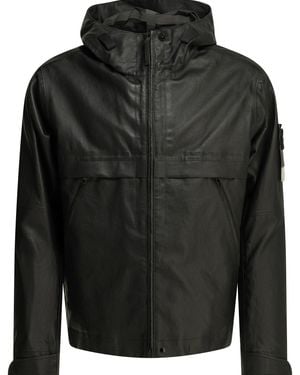 Stone Island "Leather Organza" Leather Jacket - Black