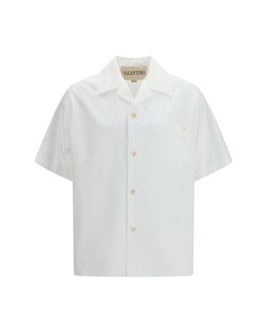 Valentino Cotton Poplin Bowling Shirt With Vgold - White