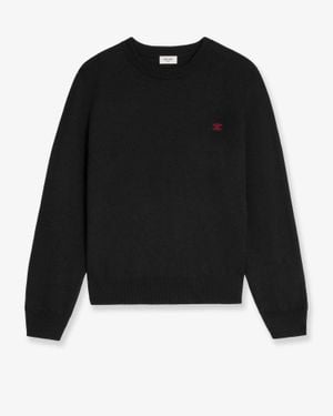 Celine Wool Jumper With Logo Embroidery - Black