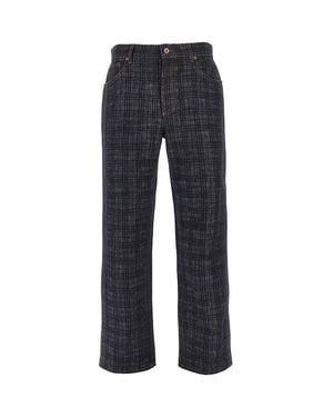 Burberry Check Denim Loose Fit Jeans - Blue