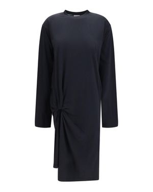 Balenciaga Twisted-Knot Cotton Dress - Blue