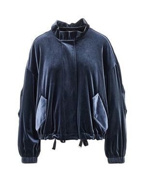Emporio Armani Chenille Blouson Jacket With Gathered Neck - Blue