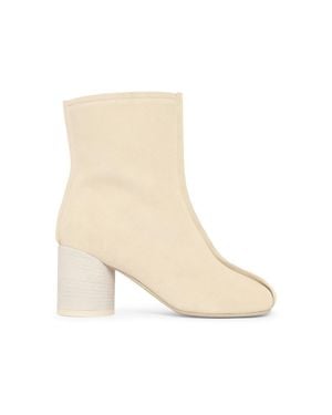 MM6 by Maison Margiela Ivory Suede Ankle Boots - Natural