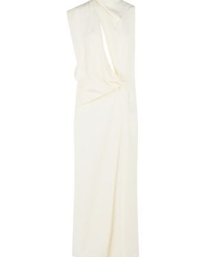 Sportmax 'Ebbri' Asymmetrical 'Ecru' Viscose Dress - White