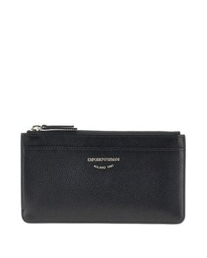 Emporio Armani Faux Leather Cardholder Pouch - Black