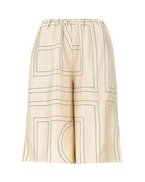 TOTEME Monogram Silk Shorts - Natural
