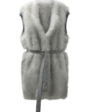 Max&Moi Reversible Sleeveless Jacket With Belt - Grey