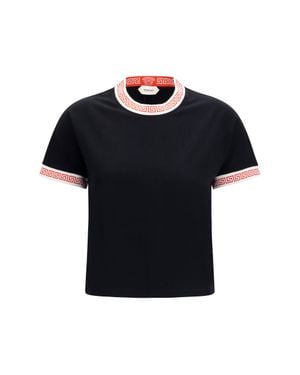 Versace T-Shirt With Greca Detail - Black