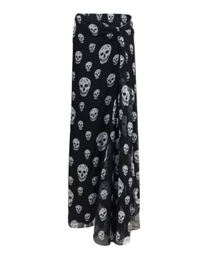 McQueen Skirt Draped Long Skull - Black