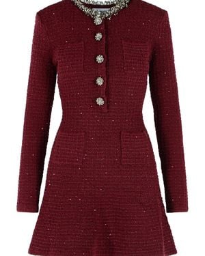 Self-Portrait Cotton Blend Mini Dress - Red