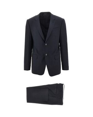 Emporio Armani Stretch Wool M Line Suit - Blue