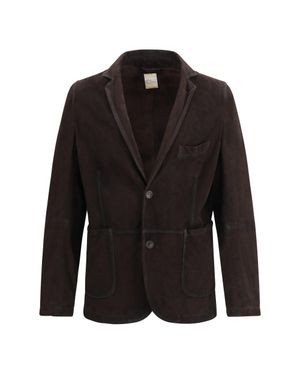 D'Amico Jacket Single-Breasted Suede - Black
