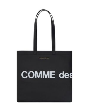 Comme des Garçons Calfskin Shoulder Shopping Bag - Black