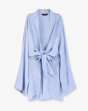 Balenciaga Wrap Silk Mini Dress - Blue