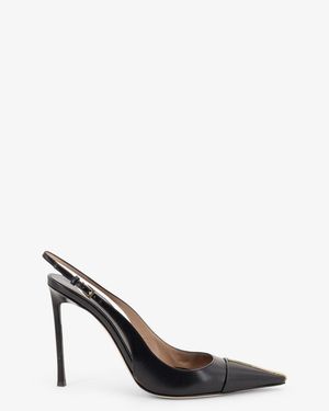 Tom Ford Leather Court Shoes With Metal T Logo Detail - Black